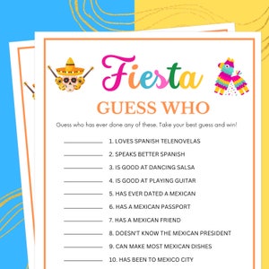 Fiesta Party Games, Guess Who, Fiesta Games, Fiesta Birthday Games, Mexican Party Games, Taco Party Games, Taco Games