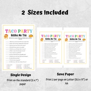 Taco Party Games, Riddles, Taco Games, Taco Tuesday Games, Taco Themed ...