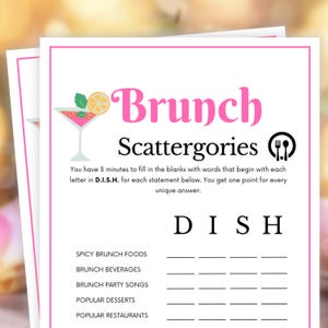 Brunch Games, Scattergories, Brunch Party Games, Birthday Brunch, Couples Games, Womens Ministry Games, Team Building Games, Office Games