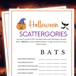 Halloween Games, Scattergories, Halloween Party Games, Halloween Activity, Halloween Games for Kids, Fall Games