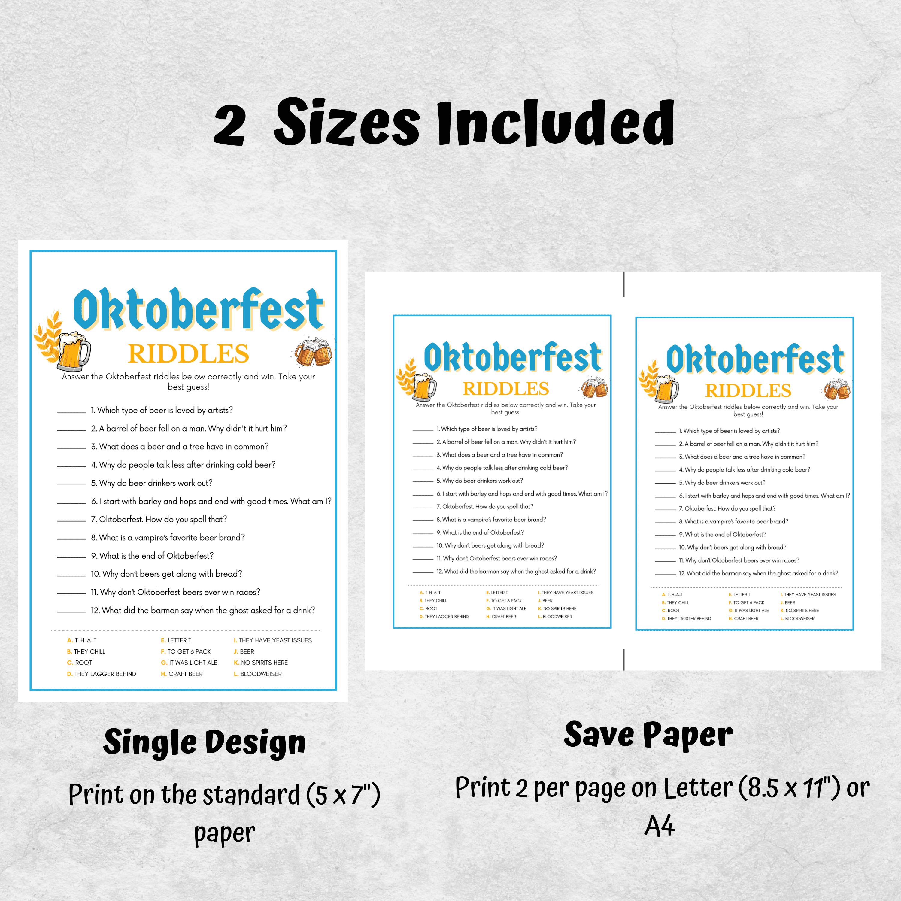 Oktoberfest Trivia, Riddles, Oktoberfest Games, Printable Oktoberfest ...