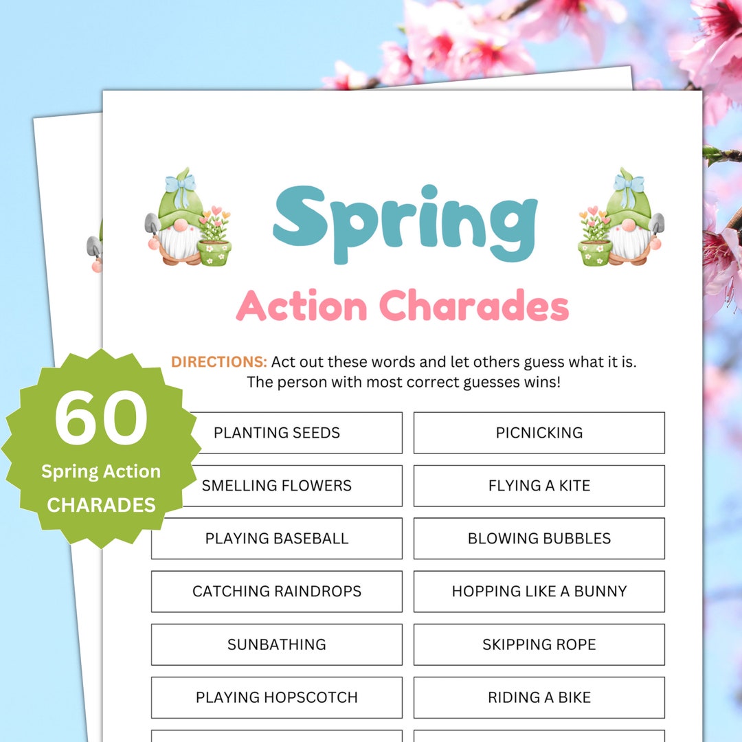 Spring Action Charades, Spring Games for Kids, Spring Activity ...