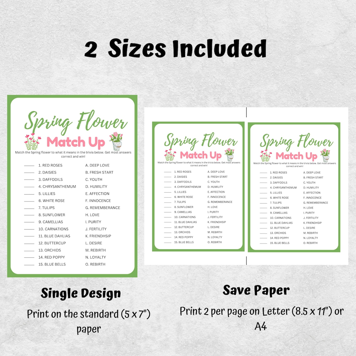 Spring Games, Spring Flower Trivia, Flower Match Up, Spring Party Games ...