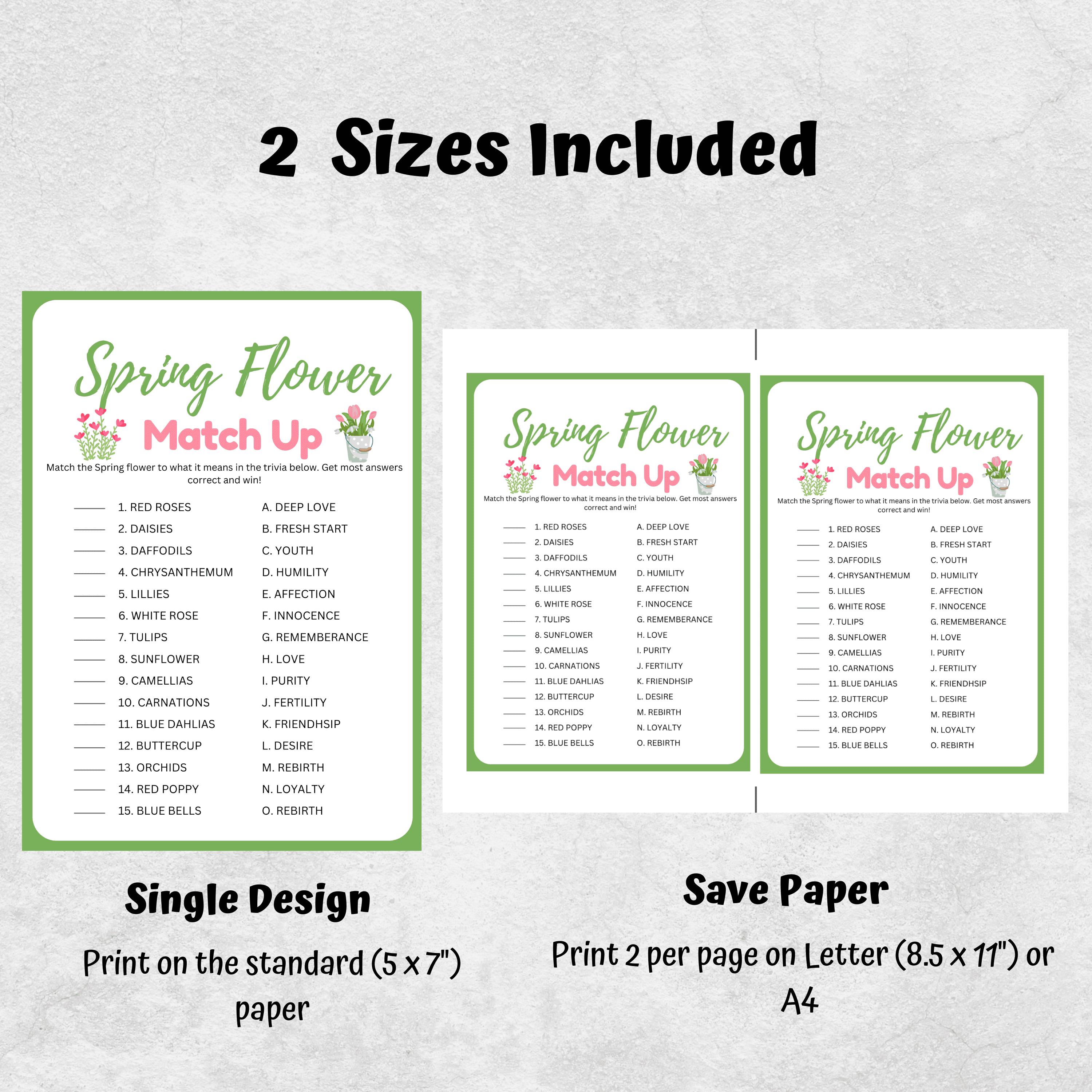 Spring Games, Spring Flower Trivia, Flower Match Up, Spring Party Games ...