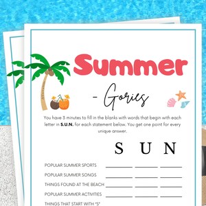 Summer Scattergories, Summer Games, Summer Games for Kids & Teens, Summer Party Games, Summertime Games, Summer Activity, Summer Camp Games