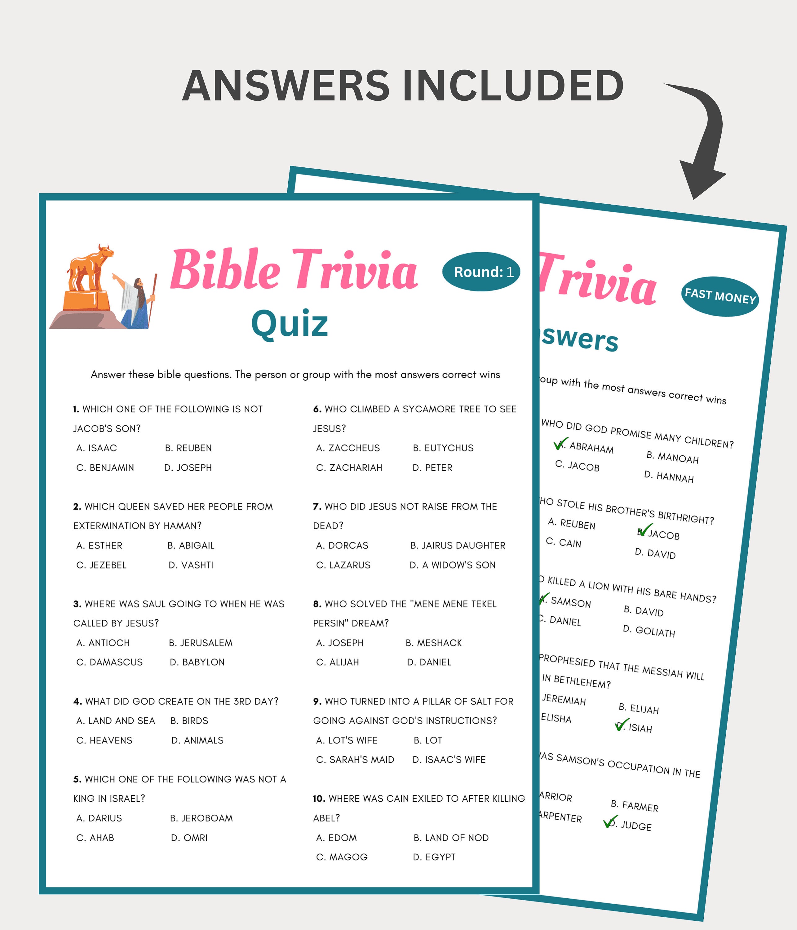 Bible Trivia, Bible Trivia for Kids and Adults, Bible Games, Bible