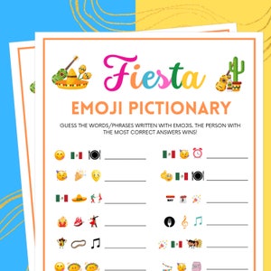Fiesta Games, Emoji Pictionary, Fiesta Party Games, Fiesta Trivia, Taco Party Games, Party Games, Mexican Party Games, Birthday Fiesta Games