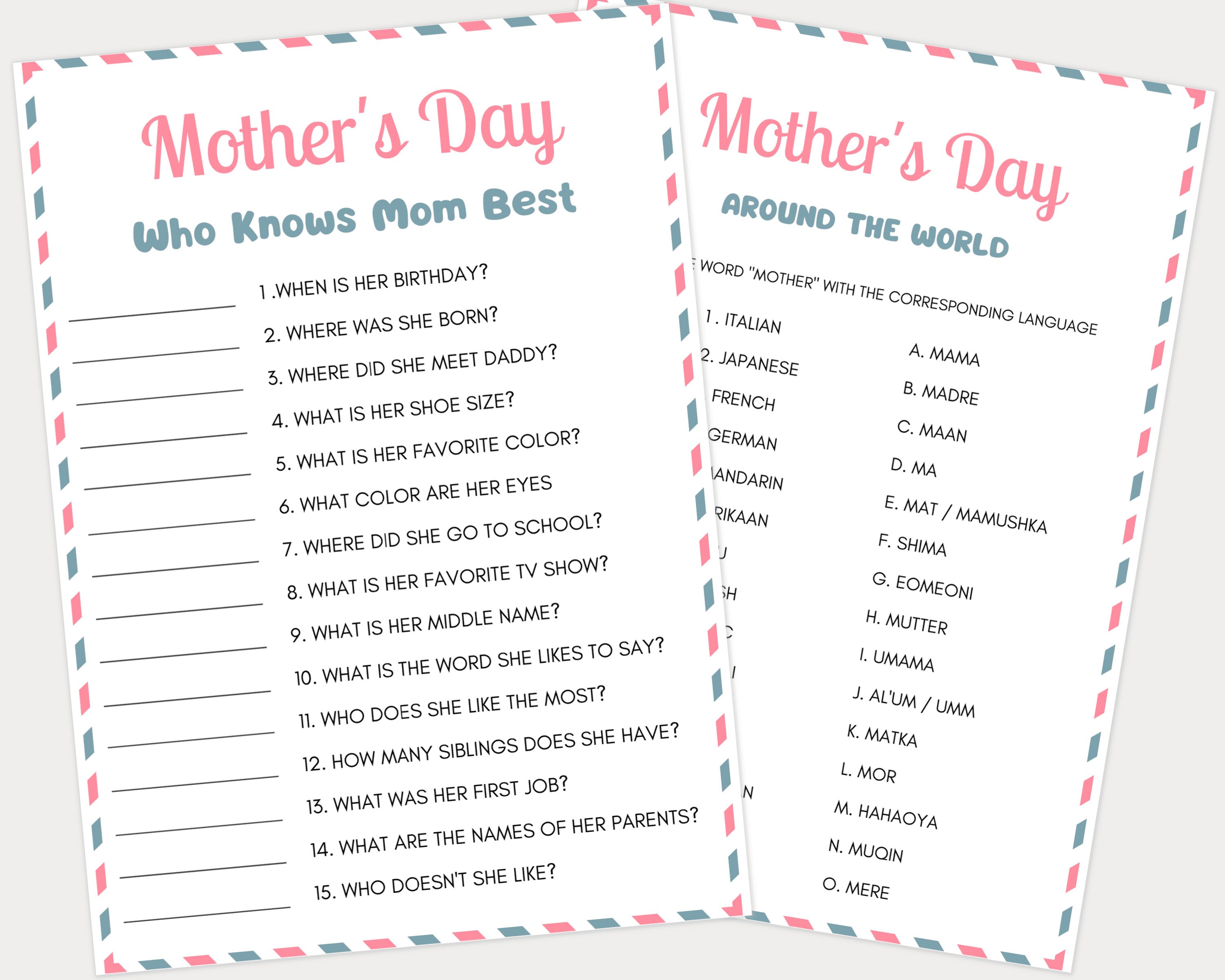 mothers day activities for parents