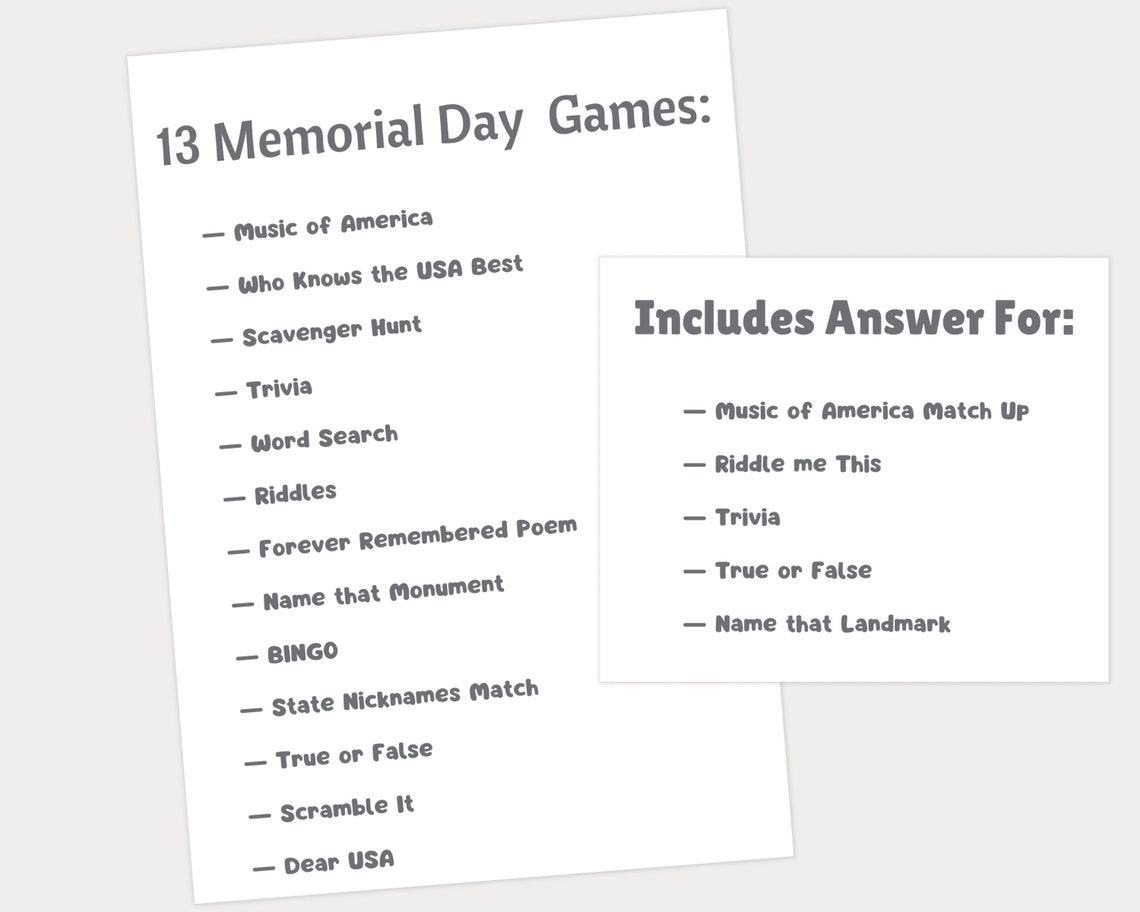 Memorial Day Games for Kids and Adults, Memorial Day Party Games