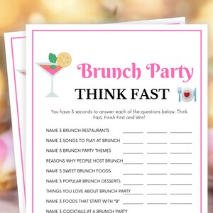 Brunch Party Spiele, Denk schnell, Brunch Spiele, Geburtstagsbrunch Spiele, Brunch Trivia, Teeparty Spiele, Gesellschaftsspiele für Freunde