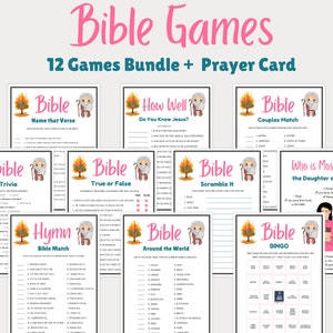 Bible Games, 12 Games Bible Bundle, Women&#39;s Ministry Games, Bible Games for Kids, Bible Games for Adults, Family Bible Games