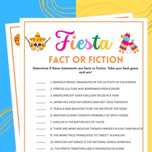 Fiesta Party Games, Fact or Fiction, Fiesta Games, Birthday Fiesta Games, Fiesta Party Trivia, Mexican Party Games, Taco Party Games