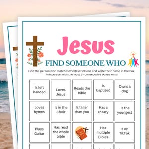 Bible Games, Jesus Find Someone Who, Bible Games for Kids & Adults, Womens Ministry Games, Bible Game for Family, Christian Fellowship Games