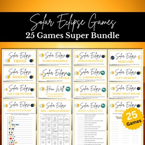Solar Eclipse Games, 25 Games SUPER BUNDLE, Eclipse Party Games, Eclipse Games for Kids, Adults, Seniors and Classroom, Eclipse Activity