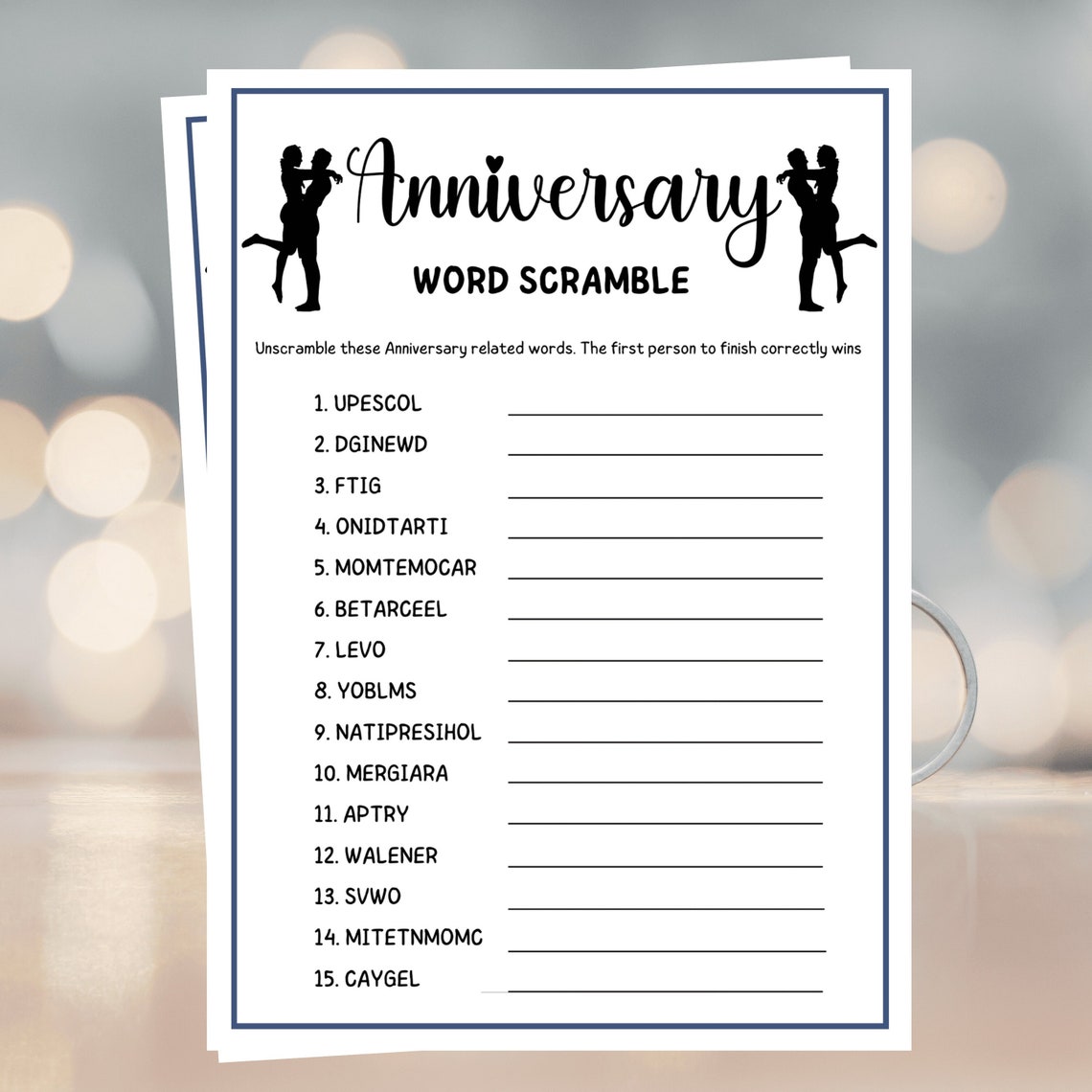 Anniversary Word Scramble Anniversary Party Games Printable - Etsy