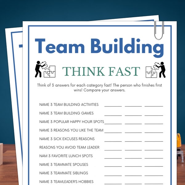 Team Building Games, Think Fast, Activity for Office, Teammates, Coworkers, Workmates, Groups, Happy Hour, Team Building Party