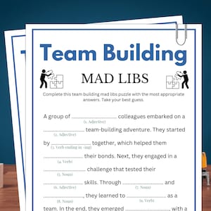 Team Building Games, Mad Libs, Puzzle, Story Game, Team Building Activity, Coworker, Happy Hour, Teammates, Workmate, Sports, Team Building