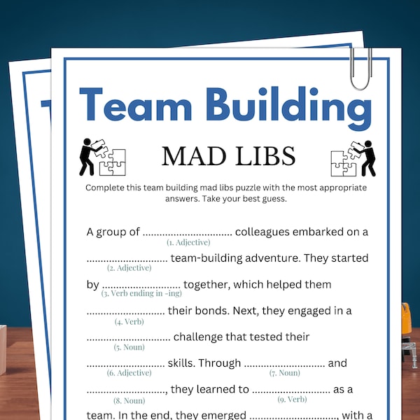 Team Building Games, Mad Libs, Puzzle, Story Game, Team Building Activity, Coworker, Happy Hour, Teammates, Workmate, Sports, Team Building