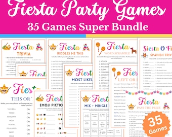 Paquete de juegos Fiesta, paquete SUPER de 35 juegos, juegos de fiesta Fiesta para fiesta de oficina, fiesta de cumpleaños, baby shower, juegos de fiesta mexicana, fiesta de tacos