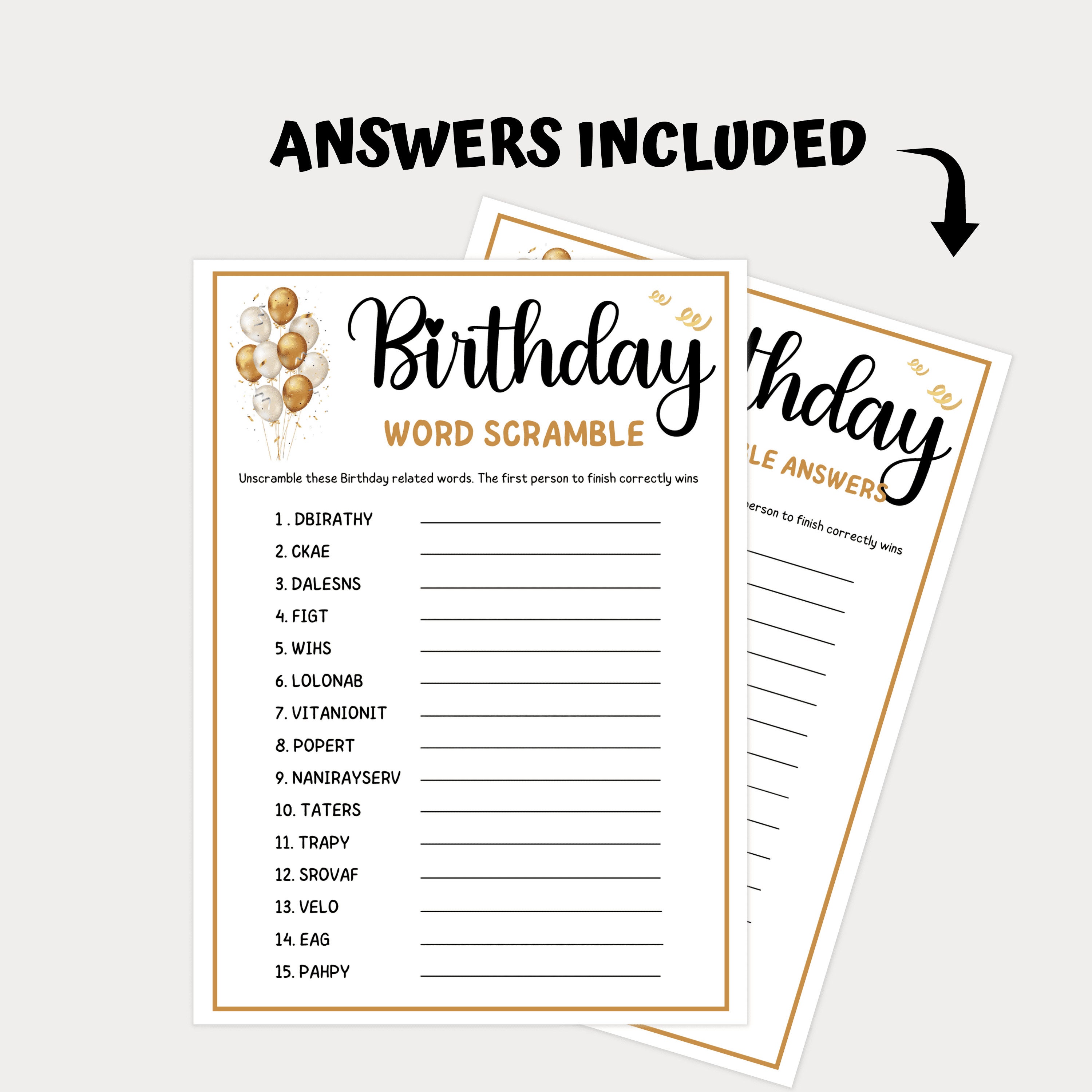 Birthday Word Scramble Birthday Games, Printable Birthday Scramble for ...