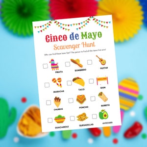 Cinco de Mayo Games, Scavenger Hunt, Cinco de Mayo Party Games for Office, Cinco De Mayo Celebration, Mexican Party Games, Taco Games