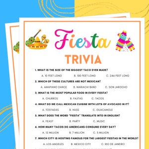 Fiesta Trivia, Fiesta Games, Fiesta Party Games, Birthday Fiesta Games, Mexican Party Games, Taco Party Games, Fiesta Games for Kids