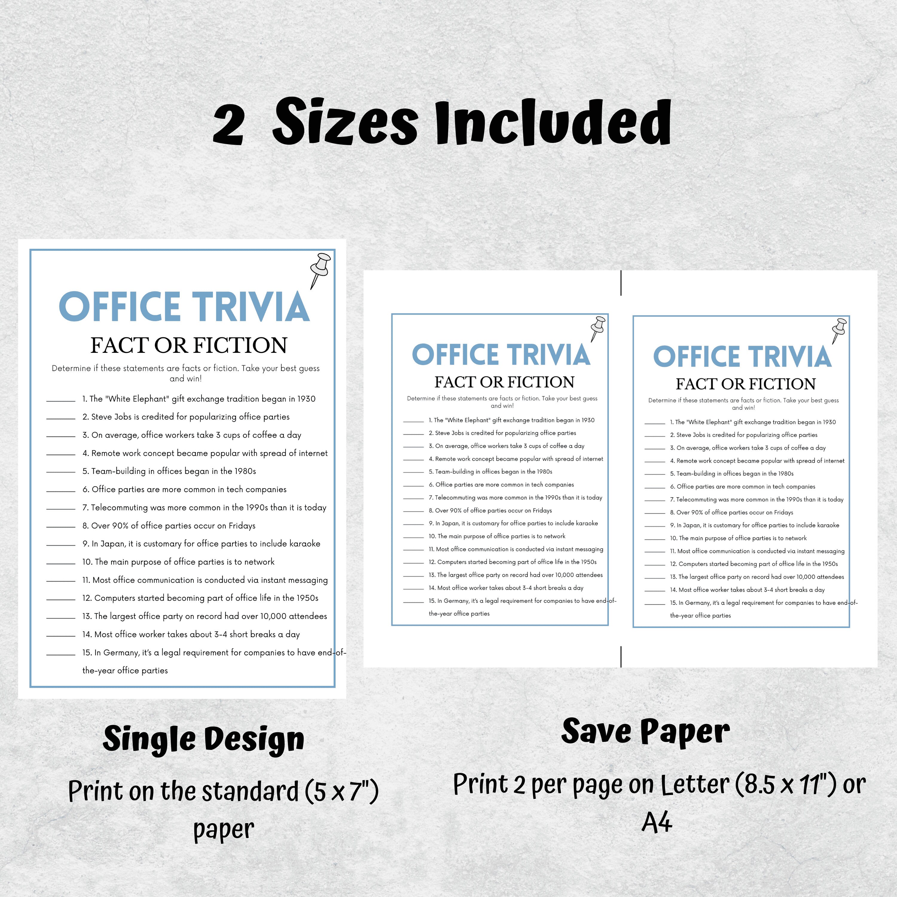 Office Trivia, Office Fact or Fiction Trivia, Work Party Games, Happy Hour Ideas, Team Building ...