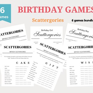 Birthday Games, Scattergories, Birthday Party Games, Birthday Games for Kids, Teen Birthday Games, Party Games, Teen Birthday Games