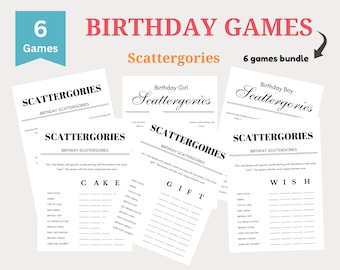 Birthday Scattergories, Birthday Games, Printable Birthday Scattergories, Birthday Scattergories for Kids, Birthday Party Scattergories