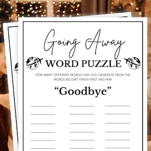 Going Away Party Games, Word Puzzle, Going Away Games, Farewell Celebration, Moving Away Party Games, Farewell Celebration