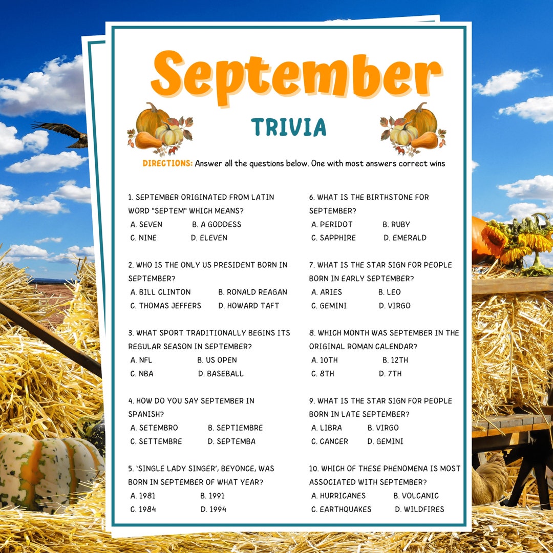 September Trivia, Trivia Games for Kids and Adults, , September Quiz ...