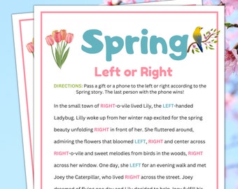 Spring Games, Left or Right Story Games for Kids and Adults, Springtime Party Games, Spring Birthday Games, Spring Office Games