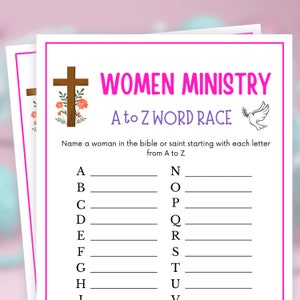 Womens Ministry Games, A to Z Word Race, Womens Ministry Tea Party, Womens Retreat Game, Bible Games, Bible Study Games, Womens Guild Games