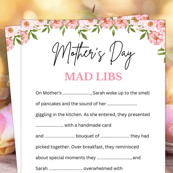 Mothers Day Games, Madlibs, Bedtime Stories for Kids, Mothers Day Party Games for Kids, Adults and Family Games Night, Mad Libs, Trivia