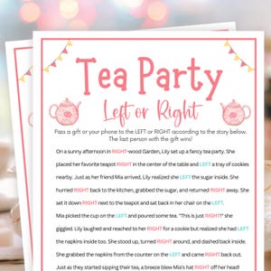 Tea Party Games, Left or Right, Ladies Tea Party Games, Garden Tea Party, Tea Party Printable, Tea Party Birthday Games, Bridal Tea Party