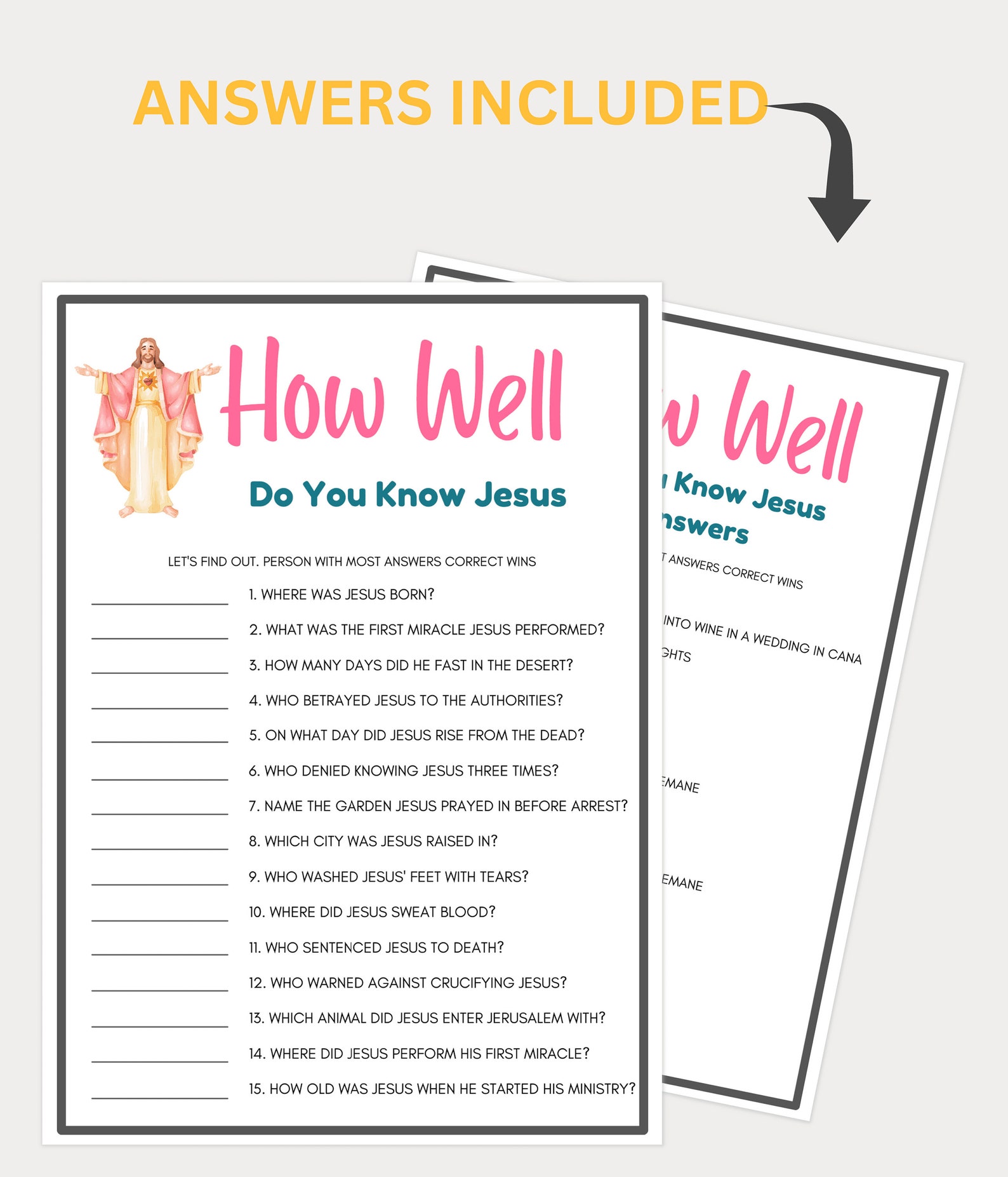 Bible Games, How Well Do You Know Jesus Game, Bible Games for Kids