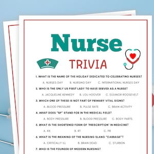 Nurse Trivia, Nurse Games, Nurse Party Games, Nurse Graduation Games, Nurse Retirement Games, Nurse Birthday Games, Nurse Appreciation