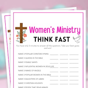 Womens Ministry Games, Think Fast Game, Womens Retreat Game, Womens Guild Games, Bible Games, Bible Study Games, Womens Ministry Activity