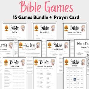 Bible Games, 15 Bible Games Bundle, Bible Game for Kids, Bible Study Games, Adults Bible Games, Women's Ministry Games, Bible Trivia