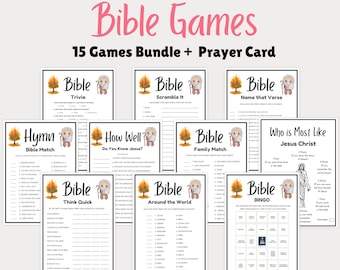 Bibelspiele, 15 Bibelspiele Bundle, Bibelspiel für Kinder, Frauen-Ministerium Spiele, Bibelspiele für Erwachsene, Bibel-Trivia, Bibel-Rätsel