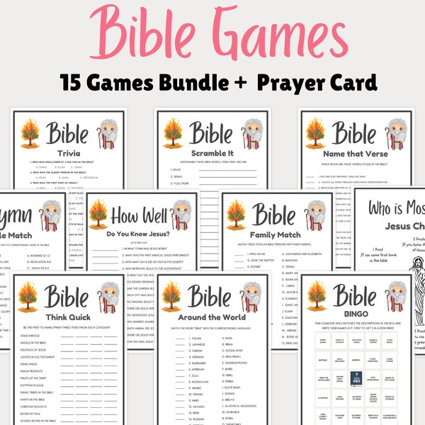 Bible Games Printable, Bible Games for Kids, Bible Games for Adults, Bible Games for Family, Bible Trivia, Womens Ministry Games