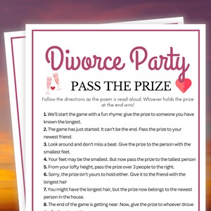 Divorce Party Games, Divorce Pass the Prize, Divorce Games, Girls Night Games, Divorcee Party Games for Adults, Breakup Party Games