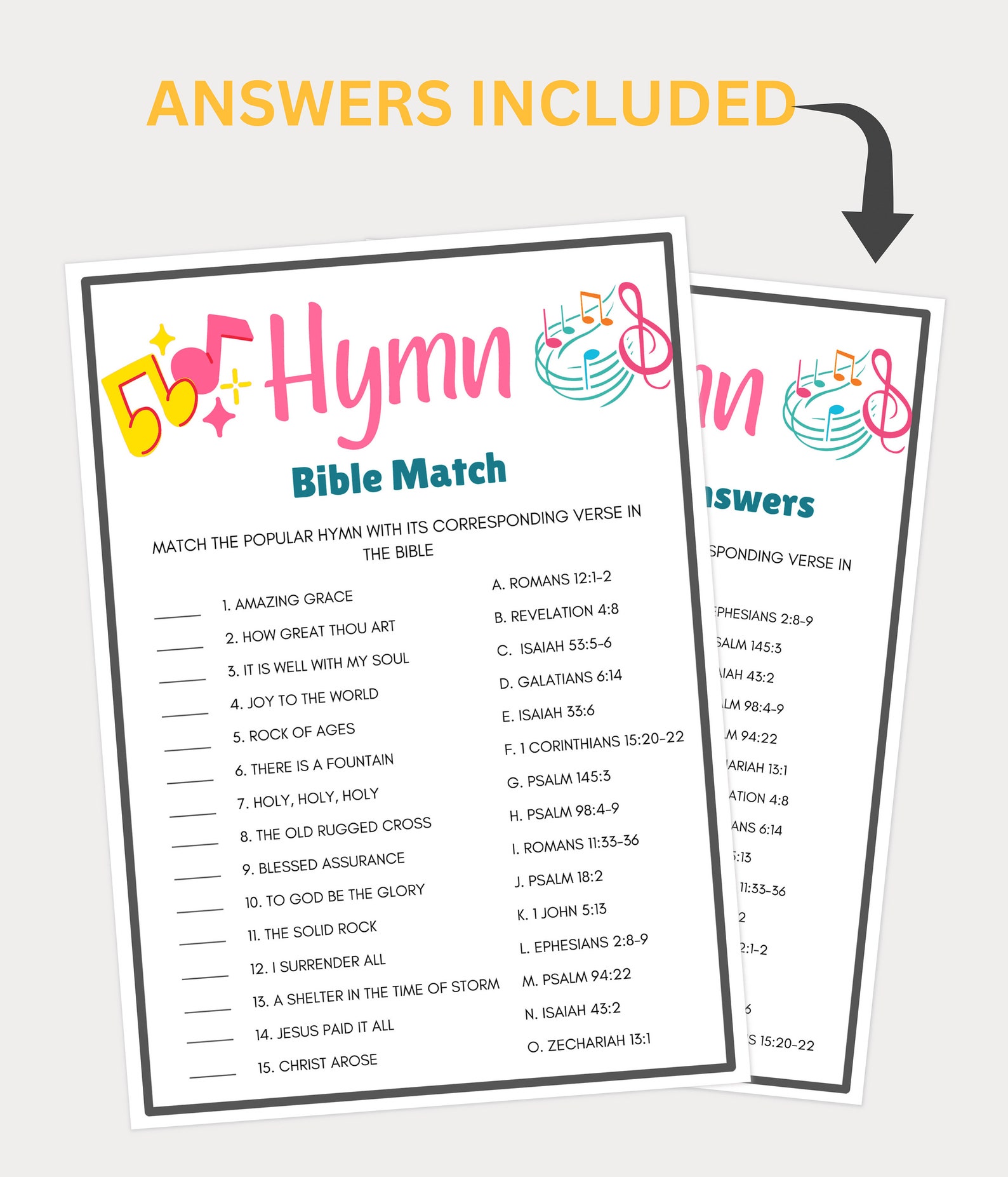 Bible Games, Bible Hymn Match Game, Women's Ministry Games, Bible Games Printable, Bible Trivia ...