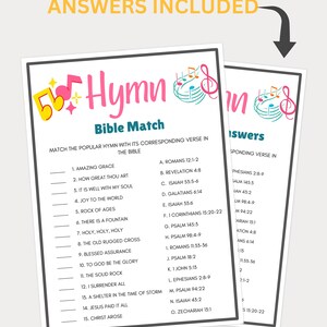 Bible Games, Bible Hymn Match Game, Women's Ministry Games, Bible Games ...
