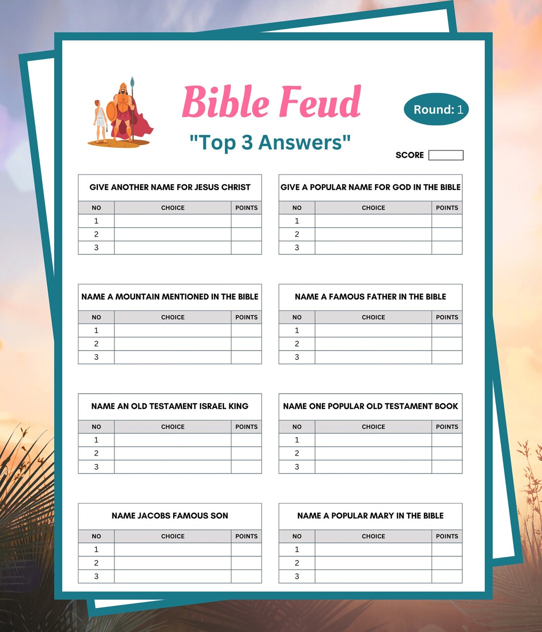 Bible Feud Game, Bible Games for Kids and Adults, Bible Family Feud