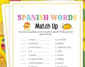 Spanish Words Trivia, Test Your Spanish, Taco Tuesday Games, Taco Party Games, Fiesta Games, Birthday Games, Mexican Party Games
