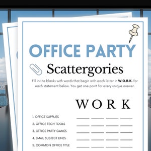 Office Party Games, Scattergories, Office Games, Office Team Building Games, Office Staff Meeting Games, Staff Appreciation, Office Activity