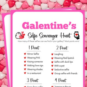 Galentines Games, Selfie Scavenger Hunt, Galentines Day Games, Galentines Party Games, Valentines Day Games, Ladies Night Games, Girls Night