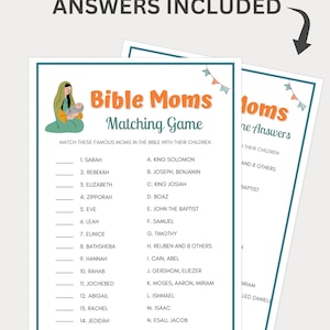 Bible Games, Bible Moms Match Up, Mothers in the Bible, Bible Trivia ...