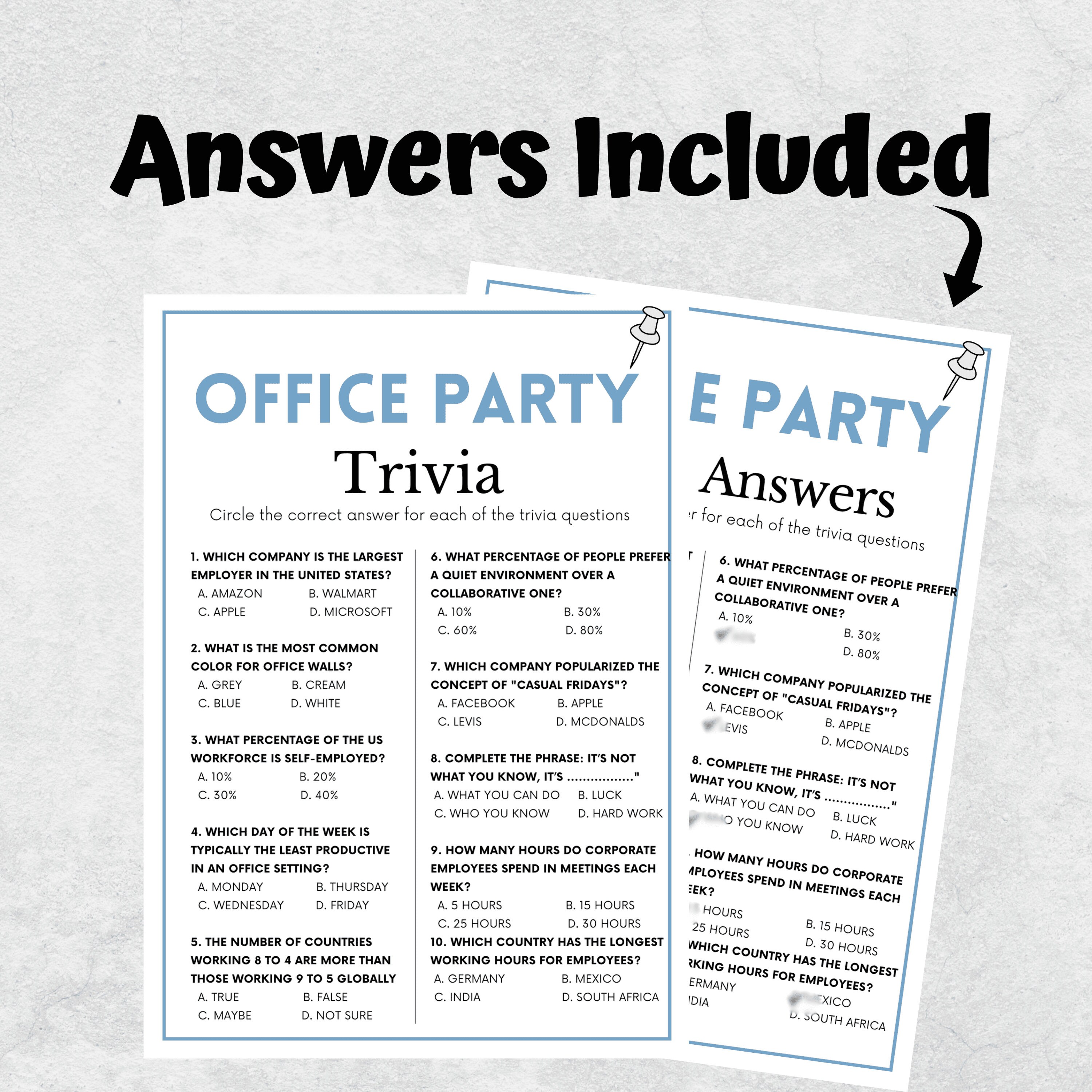 Office Party Trivia, Office Party Games, Office Trivia, Work Party Games, Staff Appreciation ...